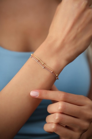 X-Ladyaccessories Kadın Üçlü Zincir Top Model Bileklik Çok Renkli
