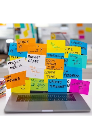 Elektrostatik Yapışkanlı Akıllı Not Kağıdı Seti 7x10 Cm 50 Sayfa Pratik Ofis Not Defteri 8 Renk Çok  Renkli