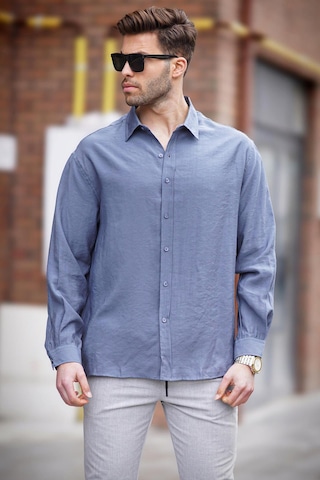 Madmext Füme Uzun Kollu Oversize Erkek Gömlek 6733 Füme
