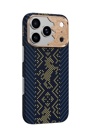 Apple iPhone Uyumlu 17 Pro Kılıf M-safe Şarj Özellikli Karbon Fiber Benks Knight Armorair Kevlar Kapak Lacivert
