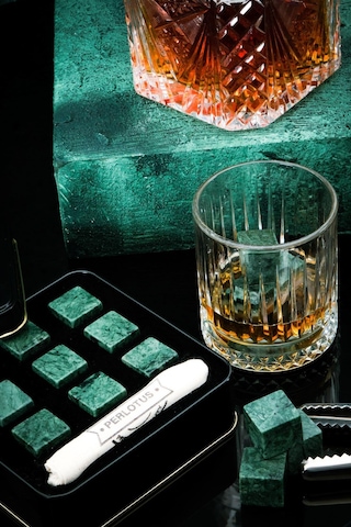 Perlotus Doğal Mermer Granit 9 Adet Viski Taşı Soğutma Taşı