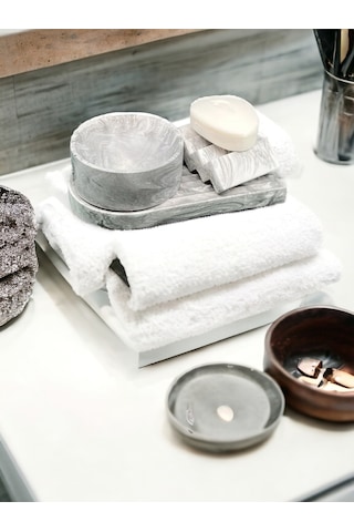 Organizerli Beton Sabunluk Set Gri
