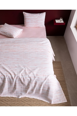 Madame Coco Albertine Tek Kişilik %100 Pamuk Karde Baskılı Çarşaflı Pike Takımı - Pudra 8684427310533 Çok Renkli