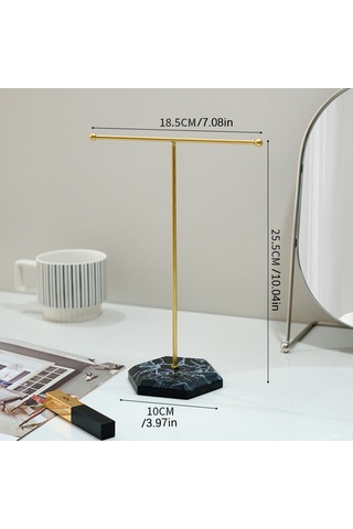 Altın Ve Siyah Taban T Şeklinde Mücevher Standı, Çıkarılabilir Yoğunluklu Tahta Tabanı A