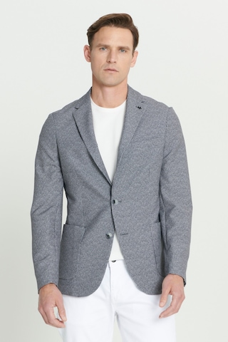 AC&Co / Altınyıldız Classics Erkek Sıyah Beyaz Slim Fit Dar Kesim Mono Yaka Desenli Blazer Ceket Sıyah Beyaz