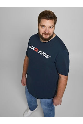 Jack & Jones Jack&Jones Sıfır Yaka Büyük Beden Lacivert Erkek T Shirt 12184987 001