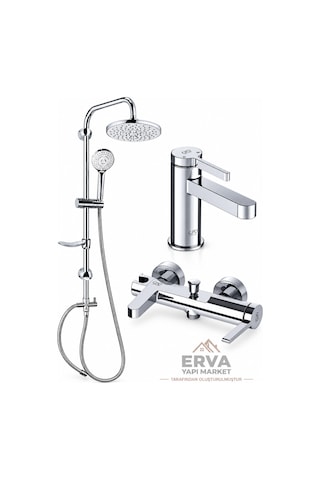 Gildo Banyo Bataryası Lavabo Bataryası Ve Dst19-2 Yağmurlama Duş Sistemi Krom