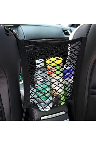 jmsstore 1 Adet Araba İç Aksesuarları Siyah Koltuk Arkası Depolama Elastik Örgü Net Çanta Arasında Bagaj Tutucu Cep
