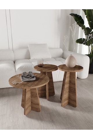 Mush 3lü Zigon Sehpa Ceviz - Tamamı Mdf