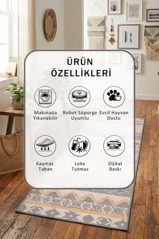 Rinanay Yıkanabilir Yolluk Bej