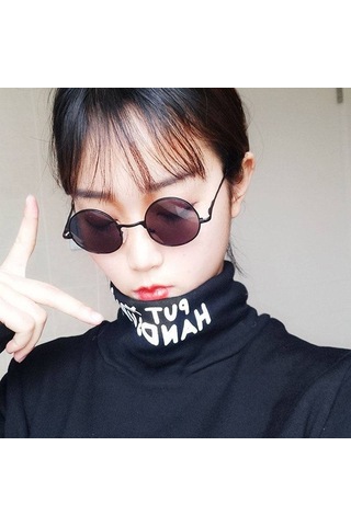 Metalik Daire İçinde Retro Vintage Lennon Stilinden İlham Alan Küçük Polarize Güneş Gözlükleri Çok Renkli