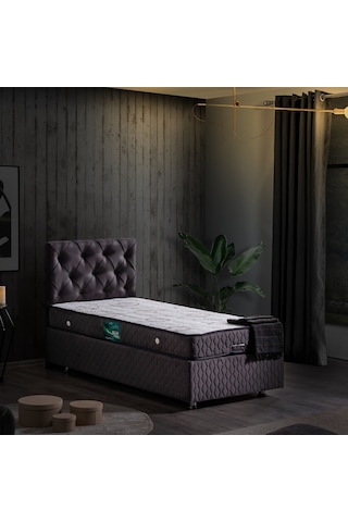 Setaymobilya Baza, Vita Antrasit Tek Kişilik Baza + Başlık + Comfort Yatak