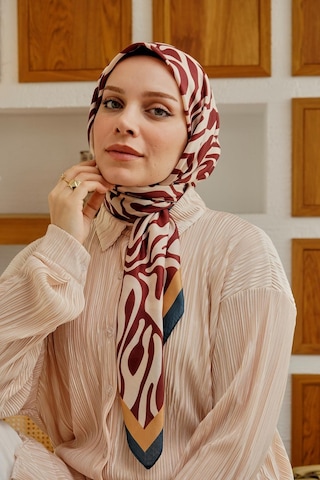 Afvente Yaprak Desen Kahverengi Soft - Pamuk Eşarp