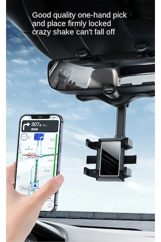 Araç İçi Telefon Tutucu Ergonomik Rahat Kullanım Dikiz Aynasına Montaj 360 Derece Dönebilen