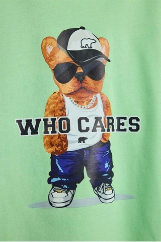 Bad Bear Mood 24.06.12.001y Yeşil Çocuk Baskılı Hoodie Sweatshirt Yeşil