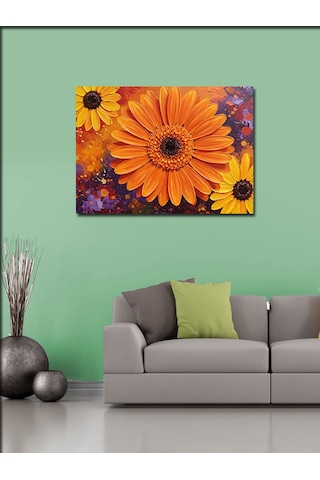 Kanvas Tablo Parlak Turuncu Çiçek 50cmx70cm