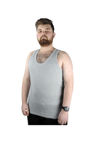 Mode Xl Büyük Beden Erkek Atlet Bisiklet Yaka 6340 Gri Melanj 001