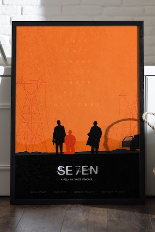 Seven Siyah Ahşap Çerçeveli Poster, Film Duvar Tablosu