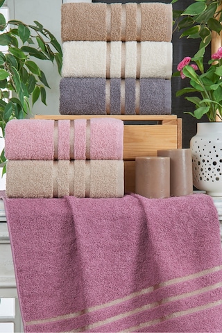 Eponj Home 6lı El Havlu Seti 50x85 Bakır Kahverengi-bej-mor-pudra-a.kahve-mürdüm Kahverengi-bej-mor-pudra-a.kahve-mürdüm