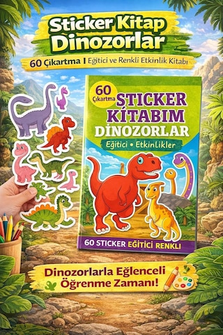 Sticker Kitabım Dinozorlar 60 Renkli Ve Eğitici Çıkartma İle Öğretici Etkinlik Kitabı