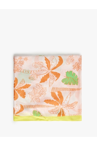 Koton Viskon Kumaş Çiçek Desenli Kare Fular Bandana Beyaz Desenli 6sak50117aa