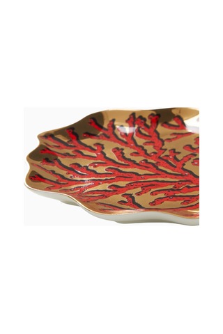 Jonathan Adler Sirena Coral Porselen Dekoratif Tepsi Kırmızı-gold