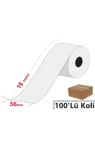 56x16 Metre Termal Yazarkasa Pos Kredi Kartı Rulosu 100'lü Koli