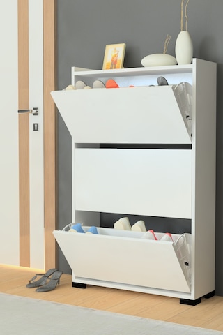 Eylül 3 Kapaklı 6 Gözlü Ayakkabılık Byz-byz Beyaz