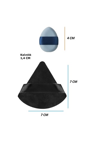 Melien Mini Üçgen Parmak Makyaj Süngeri Mavi 2'li