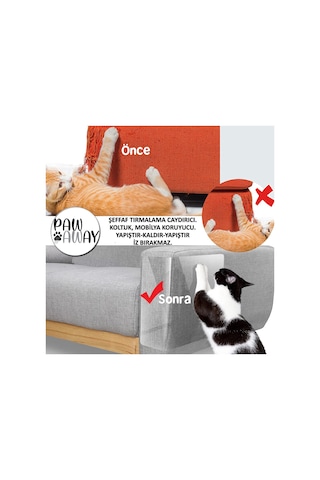 Paw Away Kedi Eğitim Bandı Tek Yüz Yapışkanlı Tırmalama Caydırıcı 8'li