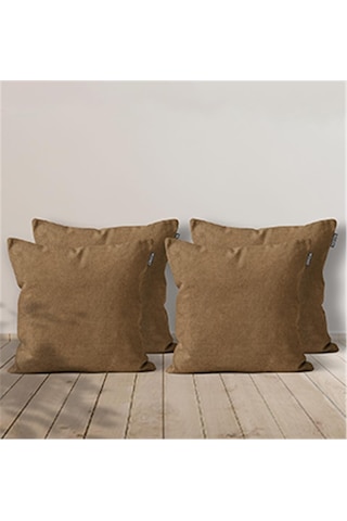 4'lü Kadife Dokulu Kırlent Kılıfı Camel-1988 - Camel