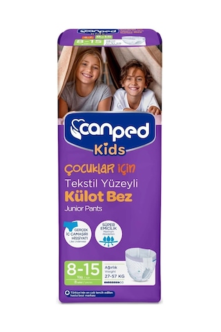 Canped Kids Çoçuklar Için Külot Bez Tekstil Yüzeyli Yaş:8 15 27 57kg 16 Adet 2pk 8