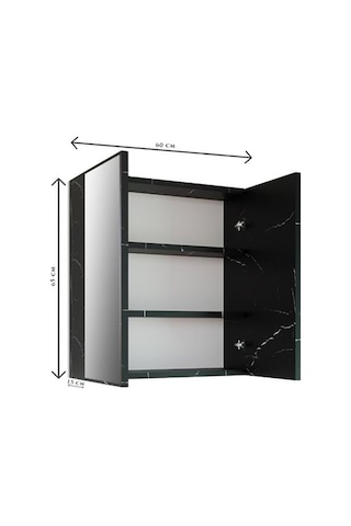 Fm01 2 Kapaklı Aynalı Banyo Dolabı Çok Amaçlı Banyo Dolabı Siyah