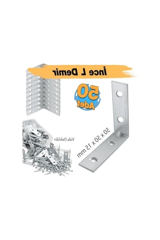 50 Adet İnce Metal Köşebent 50x50x15 Mm L Demiri
