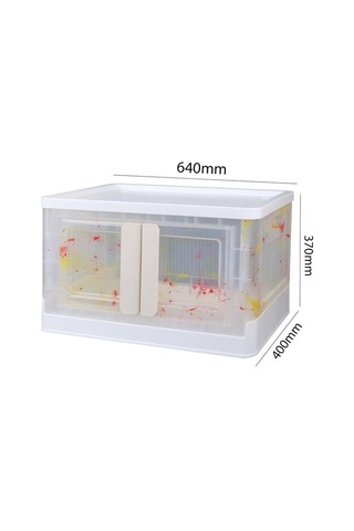 Sunup Sn-25883 72l Katlanabilir Plastik Saklama Kutusu Renkli Kapaklı Tekerlekli 40x64x37cm Beyaz