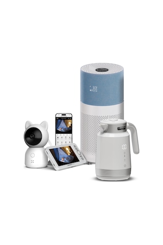 Akıllı Bebek Kamerası Hava Temizleyici Mavi ve Kettle Seti