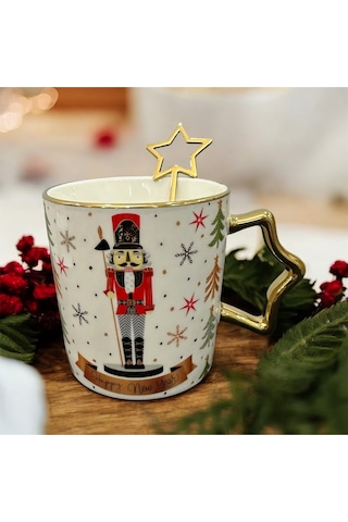 Happy New Year ,yılbaşı Temalı Özel Kutulu Kupa & Kaşık Hediyeli Çok Renkli