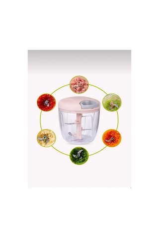5 Bıçaklı Büyük Boy İpli El Rondosu Pratik Doğrayıcı 1000ml Kahve