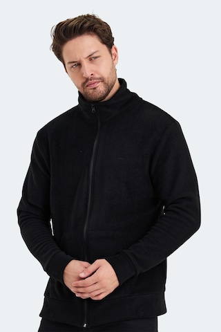 Slazenger Sansa Erkek Fermuarlı Dik Yaka Cepli Siyah Polar Siyah