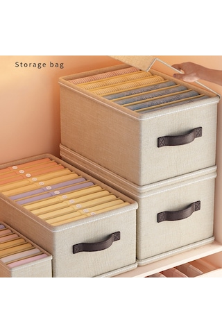 Cbtx 7 Izgaralı Dolap Saklama Kutusu Katlanabilir Elbise Düzenleyici Kapaklı Şeffaf Pencere - Gri