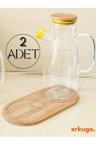 2 Adet Bambu 2 Bölmeli Yağdanlık Altlığı, Yağdanlık Standı, Sosluk Standı Bambu