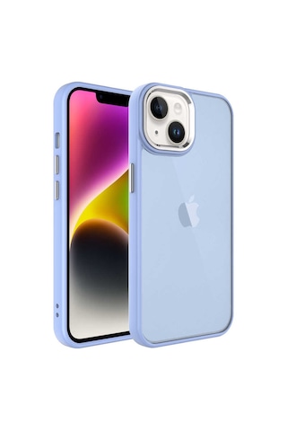 Apple Uyumlu iPhone Ekılıf 14 Plus Kılıf Buzlu Sert Pc May Kapak Mavi