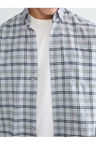 Lcwaıkıkı Classic Gri Regular Fit Uzun Kollu Ekose Gabardin Erkek Gömlek