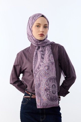 Mirsoy Scarf Mirayze Etnik Desen Şal Mor