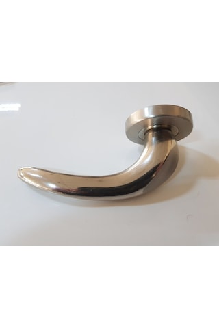 Çelik Kapı Kolu Rozetli Mercan Nikel Saten Sol