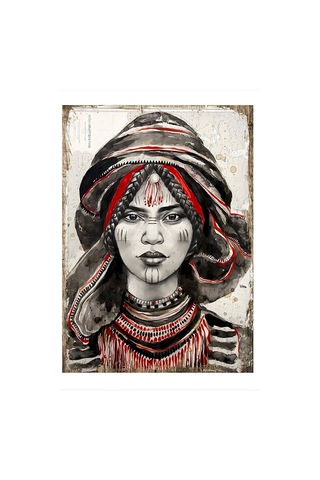 Marjinal Kadın Model Ahşap Tablo 50 Cm X 70 Cm