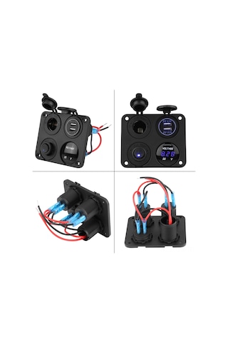 Geeroyoo 12-24v Araç Usb Şarj Cihazı, Voltmeter Ve Isıtıcı Soketi İle Kombinli Panel Yeşil Işık , Su Ve Toz Dayanıklı, Evrensel Uyumlu