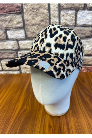 Hamze Leopar Desenli Pamuklu Gabardin Cap Şapka