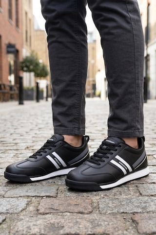 In Step Premium Serisi Siyah Beyaz Çizgili Unısex Sneaker Günlük Spor Ayakkabı Siyah - Beyaz