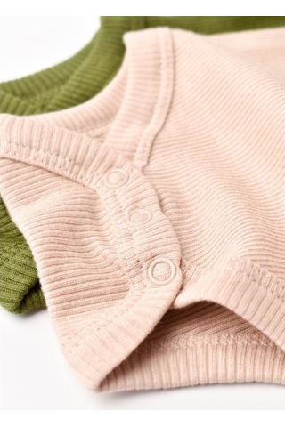 Rebebe Babycosy Modal 2 Li Uzun Kollu Bebek Badi - Bebek Body - Csym1131 (544734899) Yeşil - Pudra